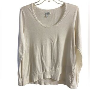 Sundance white‎ crewneck top long sleeve casual tiered Large